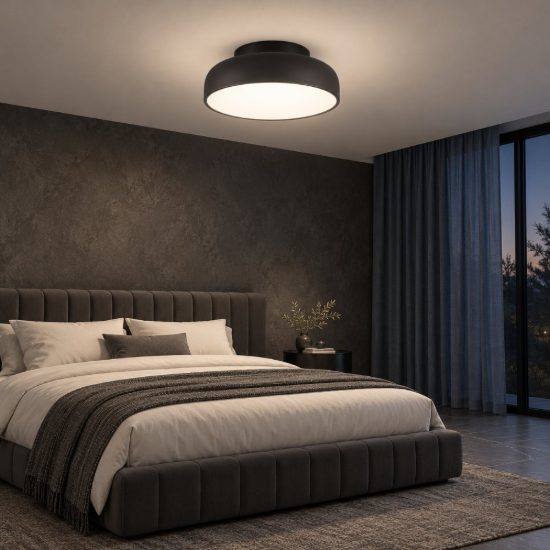 Plafoniera a cupola led 27w 2700k dimmerabile per camera da letto moderna nera sabbiata