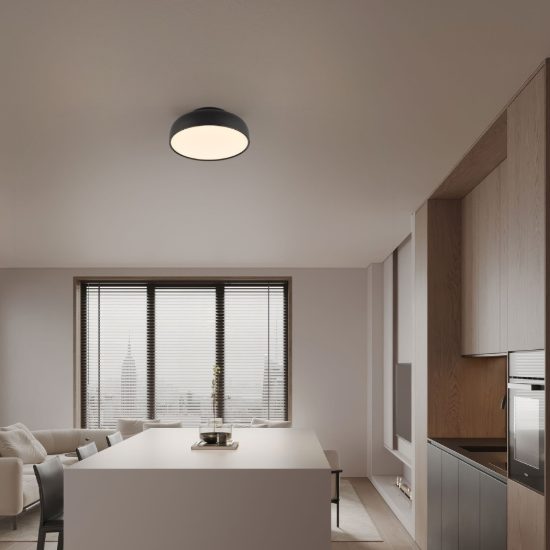 Plafoniera a cupola led 27w 2700k dimmerabile per camera da letto moderna nera sabbiata