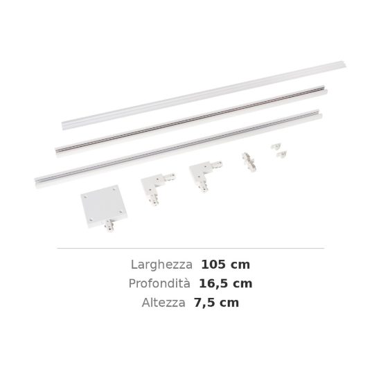 Kit binario monofase 2 m con alimentazione e connettori bianco