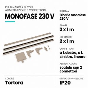 Kit binario monofase 2 m con alimentazione e connettori tortora