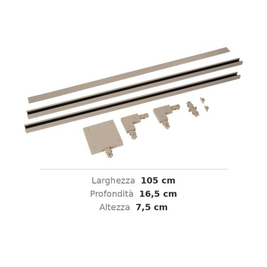 Kit binario monofase 2 m con alimentazione e connettori tortora