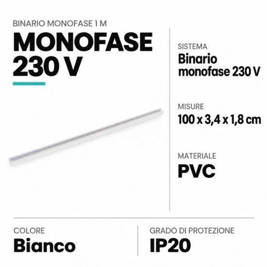 Binario monofase 1 m bianco