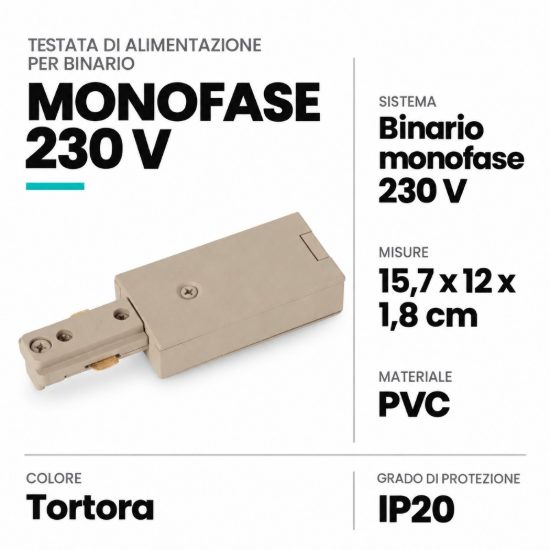 Testata di alimentazione per binario monofase tortora