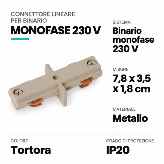 Connettore lineare per binario monofase tortora