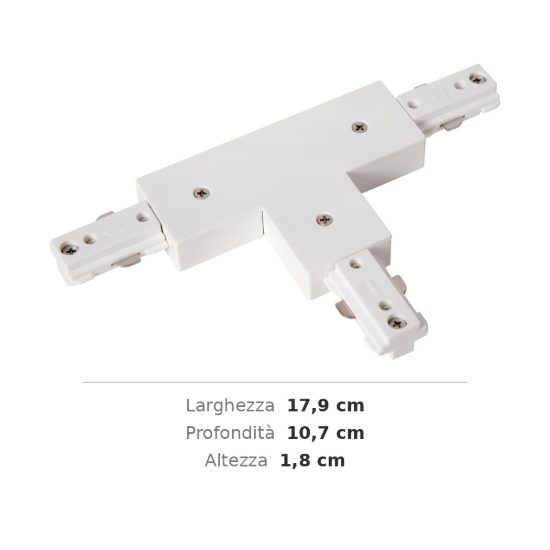 Connettore a t versione b per binario monofase bianco