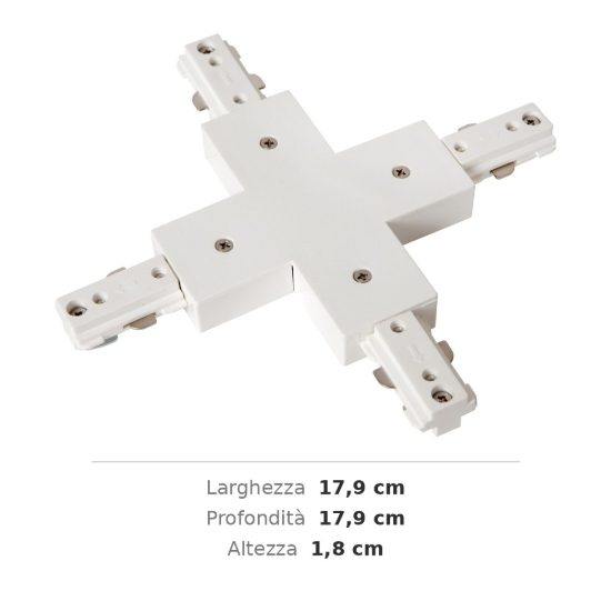 Connettore a x per binario monofase bianco
