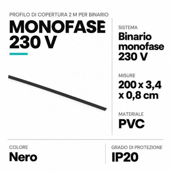 Profilo di copertura 2 m per binario monofase nero