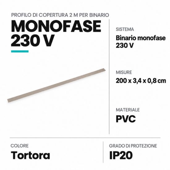 Profilo di copertura 2 m per binario monofase tortora