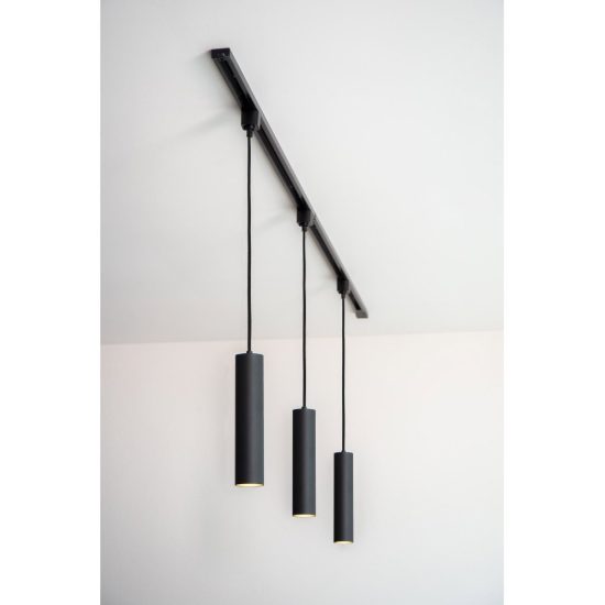 Lampada a sospensione per binario monofase cilindrica gu10 nero