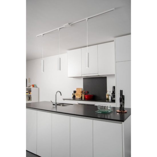 Lampada a sospensione per binario monofase cilindrica gu10 bianco