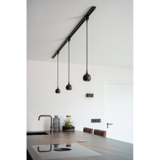 Lampada a sospensione per binario monofase sferica gu10 nero