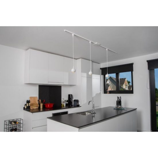 Lampada a sospensione per binario monofase sferica gu10 bianco
