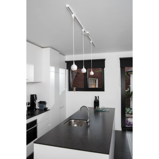 Lampada a sospensione per binario monofase sferica gu10 bianco