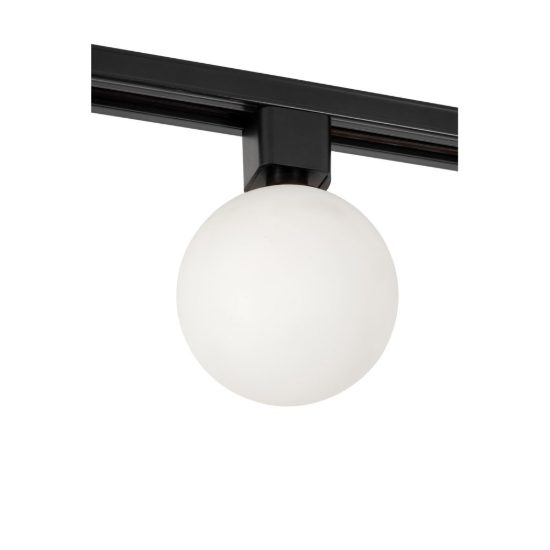Faretto per binario monofase a sfera in vetro g9 opalino nero
