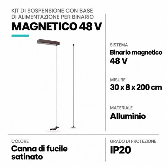 Kit di sospensione con base di alimentazione per binario magnetico 48v canna di fucile