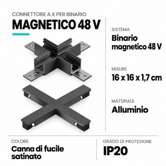 Connettore a x per binario magnetico 48v canna di fucile