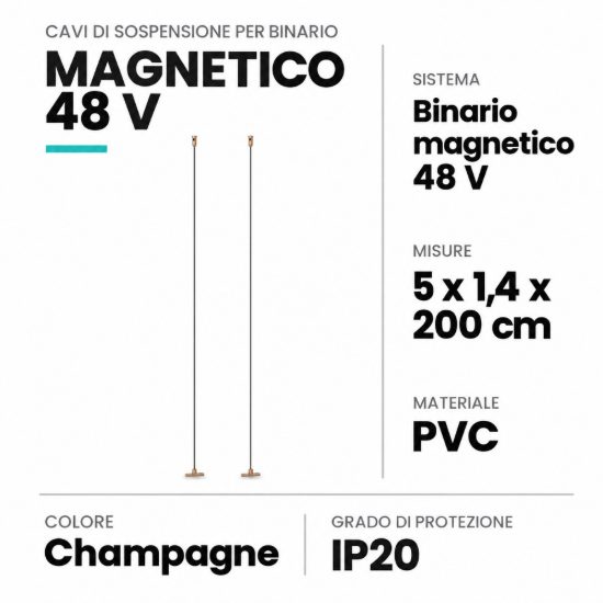 Cavi di sospensione per binario magnetico 48v champagne