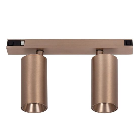 Faretto doppio per binario magnetico cilindrico led 16w cct 2700k 4000k orientabile champagne