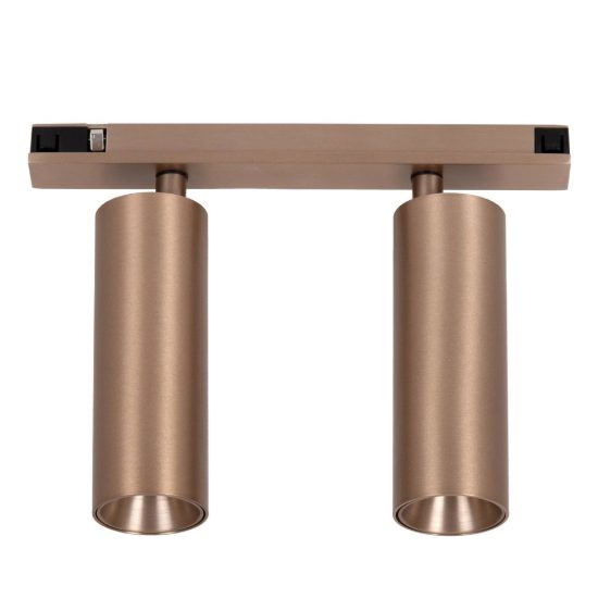Faretto doppio per binario magnetico cilindrico led 20w cct 2700k 4000k orientabile champagne