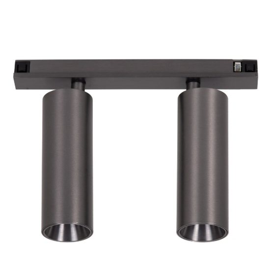 Faretto doppio per binario magnetico cilindrico led 20w cct 2700k 4000k orientabile canna di fucile