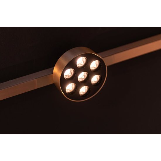 Faretto per binario magnetico con 7 ottiche led 7w cct 2700k 4000k champagne