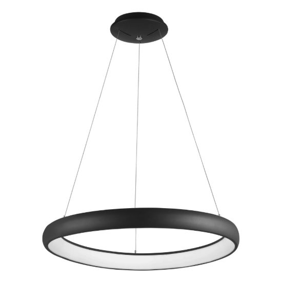 Lampadario a sospensione ad anello led 52w 3000k dimmerabile per sala da pranzo nero sabbiato