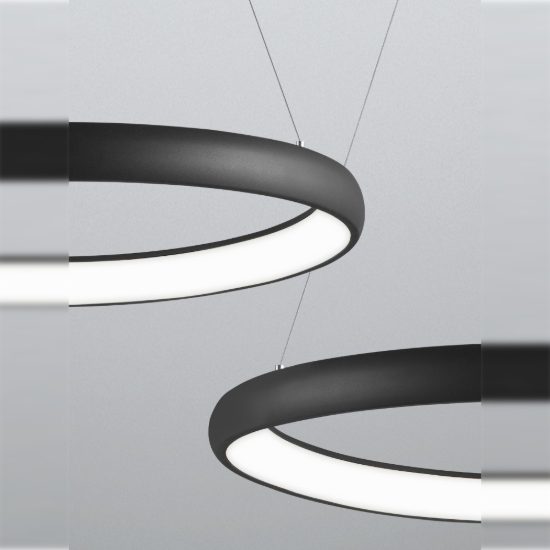 Lampadario a sospensione ad anello led 52w 3000k dimmerabile per sala da pranzo nero sabbiato