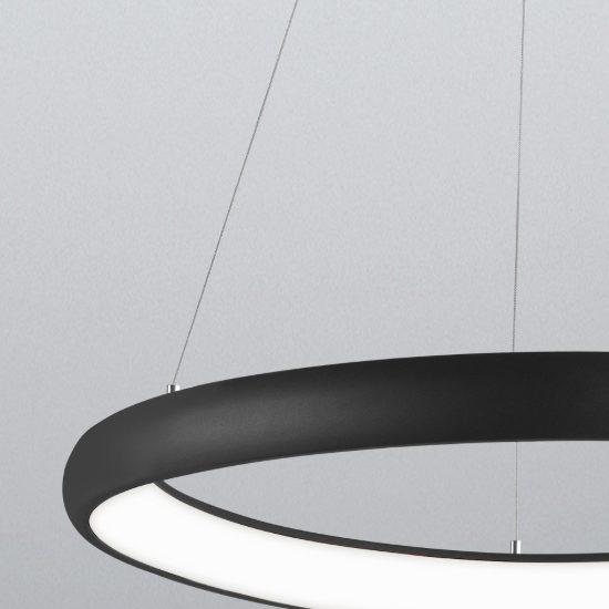 Lampadario a sospensione ad anello led 52w 3000k dimmerabile per sala da pranzo nero sabbiato