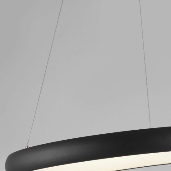 Lampadario a sospensione ad anello led 52w 3000k dimmerabile per sala da pranzo nero sabbiato