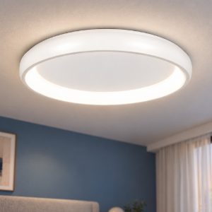 Plafoniera tonda led 50w 3000k dimmerabile per camera da letto moderna bianca sabbiata
