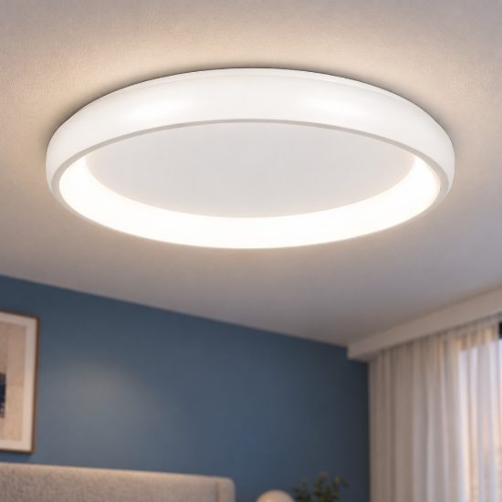 Plafoniera tonda led 50w 3000k dimmerabile per camera da letto moderna bianca sabbiata