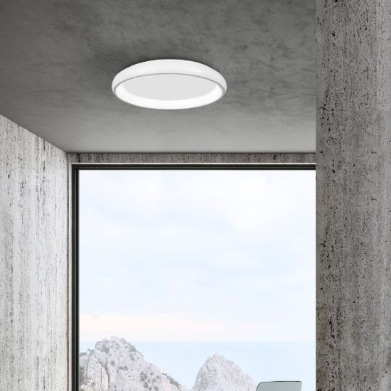 Plafoniera tonda led 50w 3000k dimmerabile per camera da letto moderna bianca sabbiata