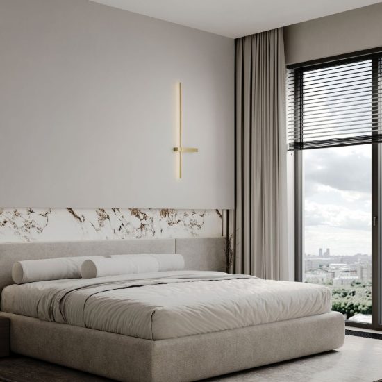 Applique da parete lineare a stelo piccola led 5w cct 2700k 3000k 4000k per soggiorno oro ottone