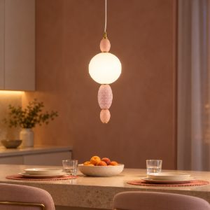 Lampada a sospensione con sfere led 12w 3000k per cucina contemporanea multicolore e oro