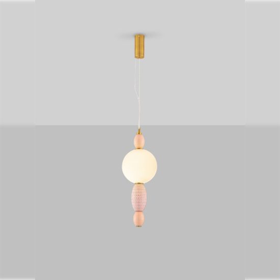 Lampada a sospensione con sfere led 12w 3000k per cucina contemporanea multicolore e oro