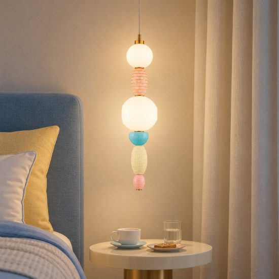 Lampada a sospensione con sfere led 23w 3000k per camera da letto contemporanea multicolore e oro