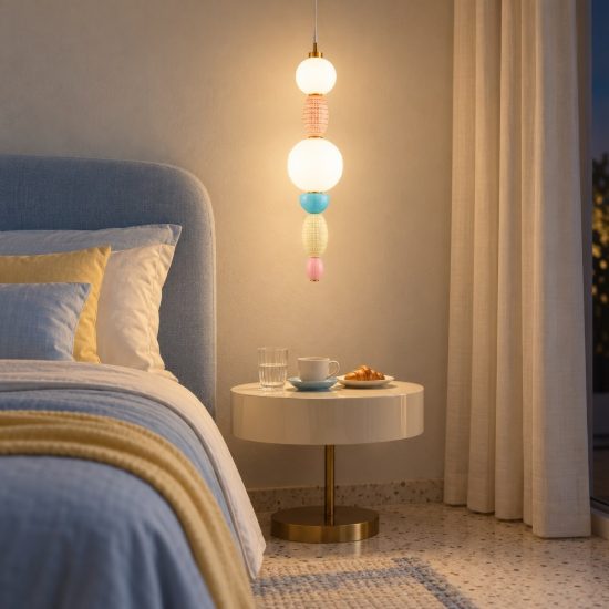 Lampada a sospensione con sfere led 23w 3000k per camera da letto contemporanea multicolore e oro