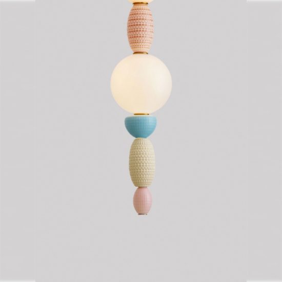 Lampada a sospensione con sfere led 23w 3000k per camera da letto contemporanea multicolore e oro