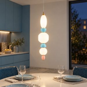 Lampada a sospensione con sfere led 27w 3000k per cucina contemporanea multicolore e oro