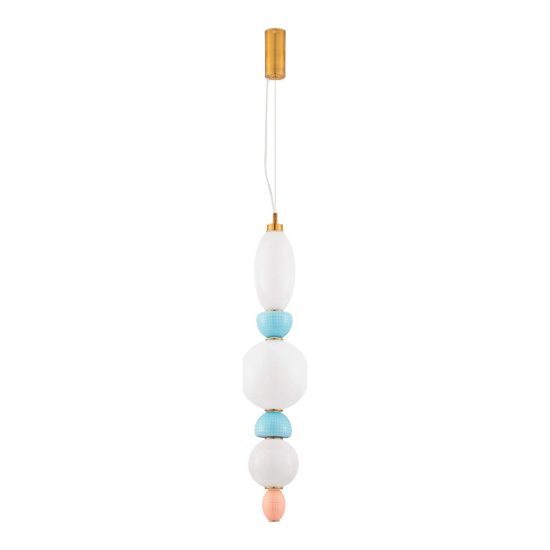 Lampada a sospensione con sfere led 27w 3000k per cucina contemporanea multicolore e oro