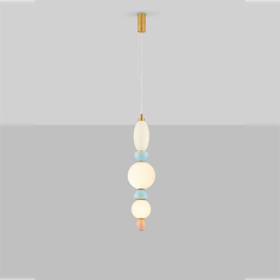 Lampada a sospensione con sfere led 27w 3000k per cucina contemporanea multicolore e oro