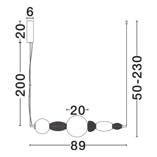 Lampadario a sospensione lineare con sfere led 28w 3000k per sala da pranzo multicolore e oro
