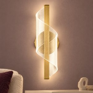 Applique da parete a spirale aperta led 9w 3000k per soggiorno contemporanea oro ottone