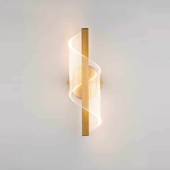 Applique da parete a spirale aperta led 9w 3000k per soggiorno contemporanea oro ottone
