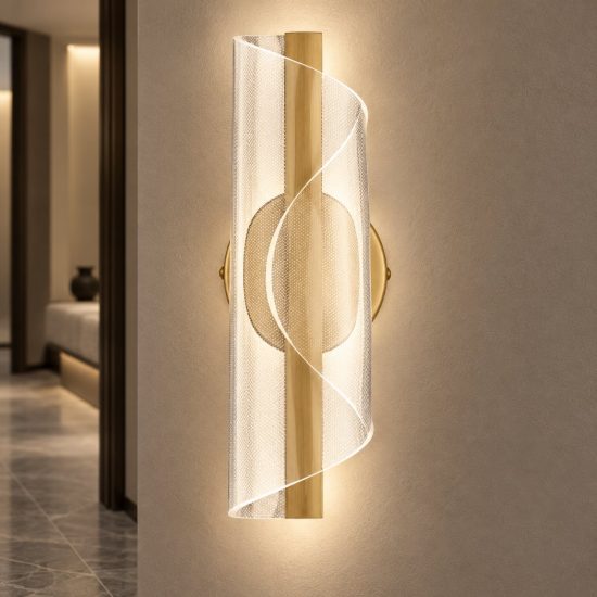 Applique da parete a spirale chiusa led 9w 3000k per soggiorno contemporanea oro ottone