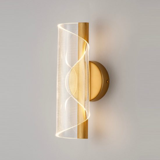 Applique da parete a spirale chiusa led 9w 3000k per soggiorno contemporanea oro ottone