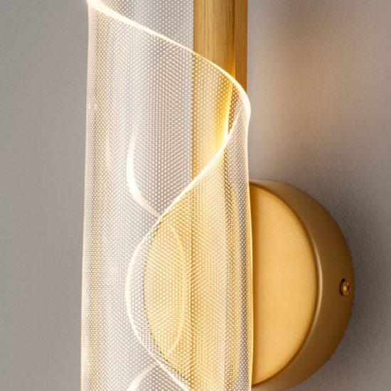Applique da parete a spirale chiusa led 9w 3000k per soggiorno contemporanea oro ottone