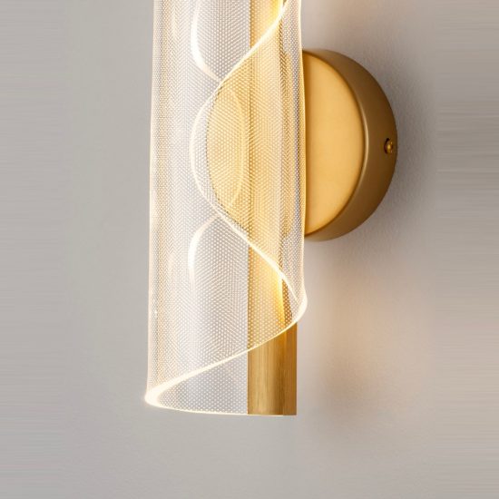 Applique da parete a spirale chiusa led 9w 3000k per soggiorno contemporanea oro ottone