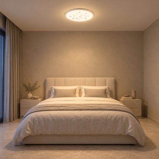Plafoniera tonda con decoro a foglie led 19w dimmerabile rgb contemporanea bianca