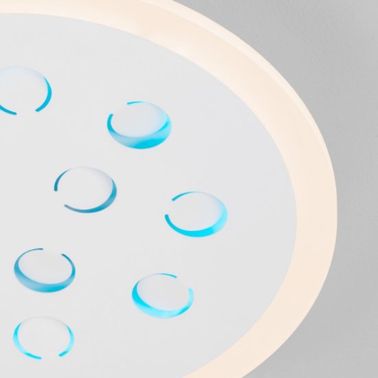 Plafoniera tonda con decoro a foglie led 19w dimmerabile rgb contemporanea bianca
